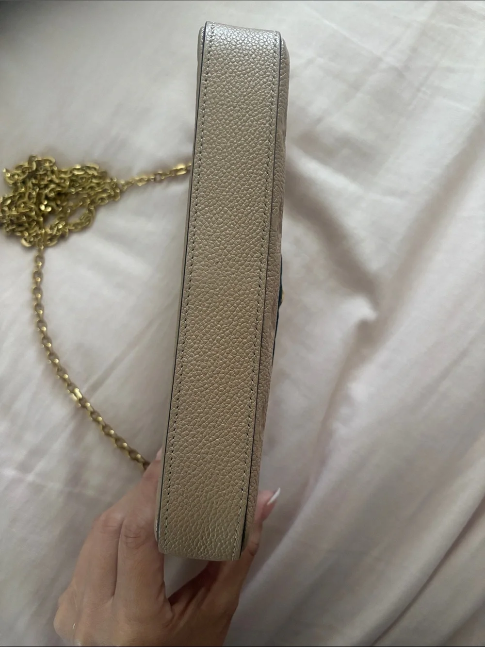 Louis Vuitton Taupe Monogram Envelope Chain Clutch - Picture 3 of 9